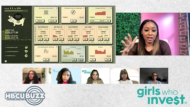 From Zoom to webinar example, HBCU Buzz Girls who invest project example