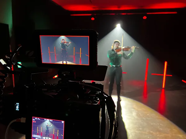 Behind the scenes of a music video shoot, starring violist Lauren Spaulding